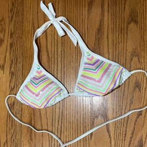 ⭐️FREE with Bundle⭐️ White with Colorful Sequins No Boundaries Bikini Top Sz M